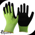 SRSAFETY 13g acabado arenado guantes de nitrilo gris y amarillo revestidos de nitrilo, guantes de color